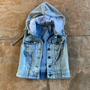 Denim hooded vest size xs